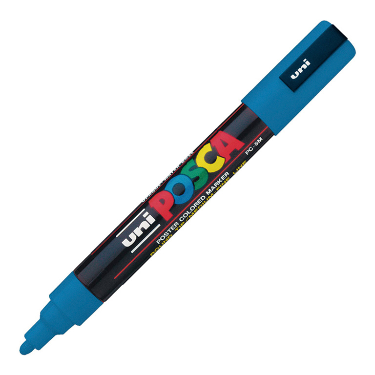 ROTULADOR MARCADOR DE PINTURA NO PERMANENTE UNI POSCA PC5M PUNTA REDONDA COLOR AZUL CLARO